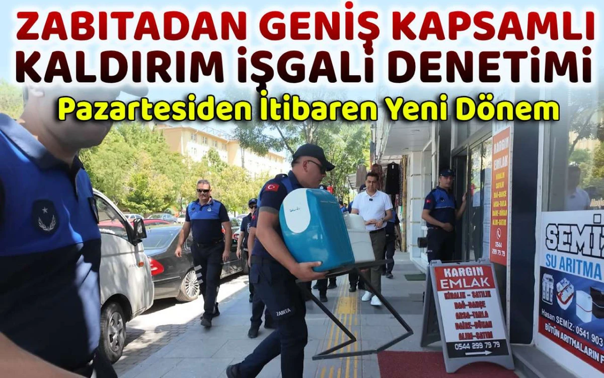 Kırşehir'de zabıtadan iş yerlerine kaldırım işgali denetimi